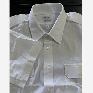 VAN HEUSEN Pilot Shirt NWT Size 16.5 Large Fitted Short Sleeve Aviation Uniform